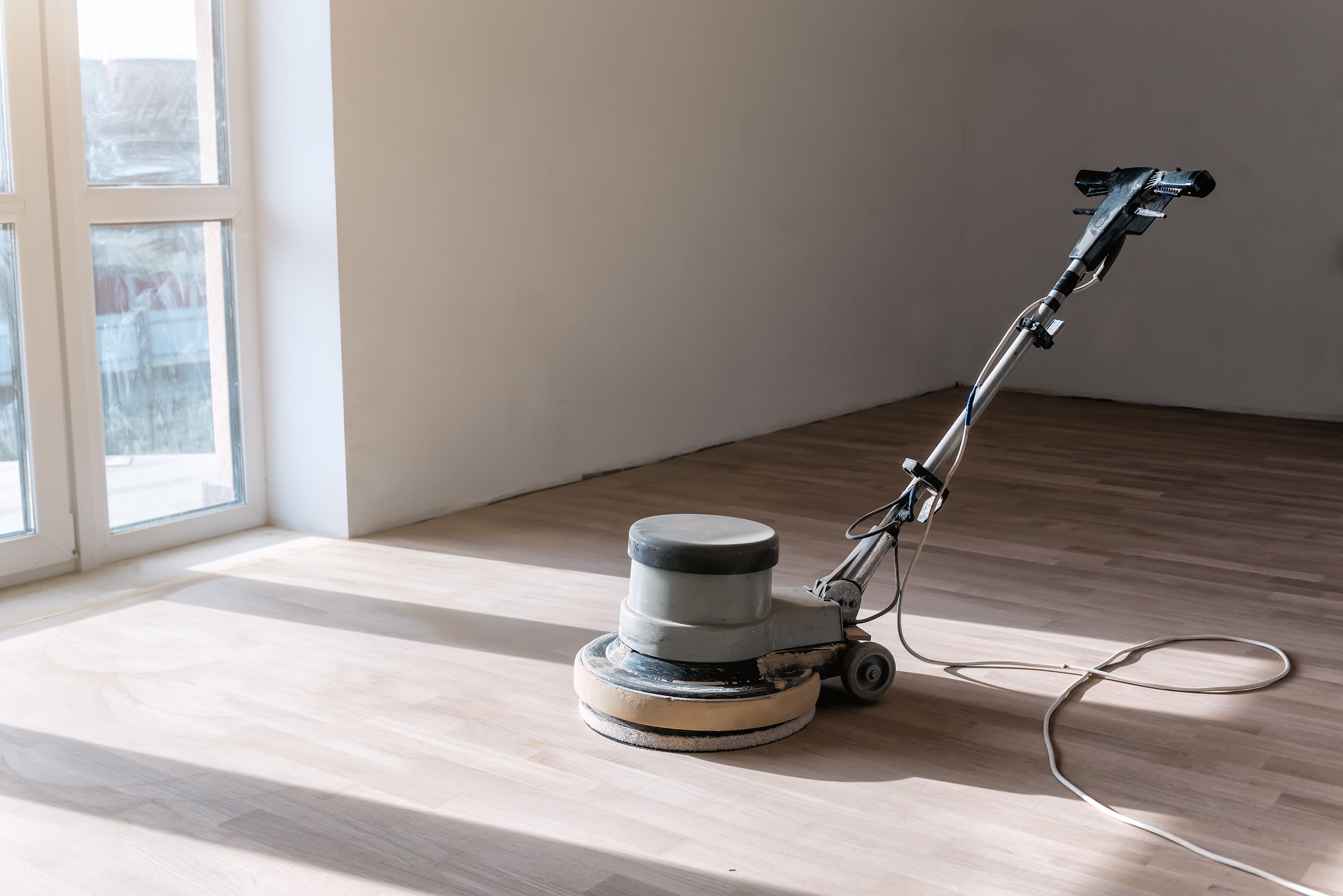  sanding a wooden floor